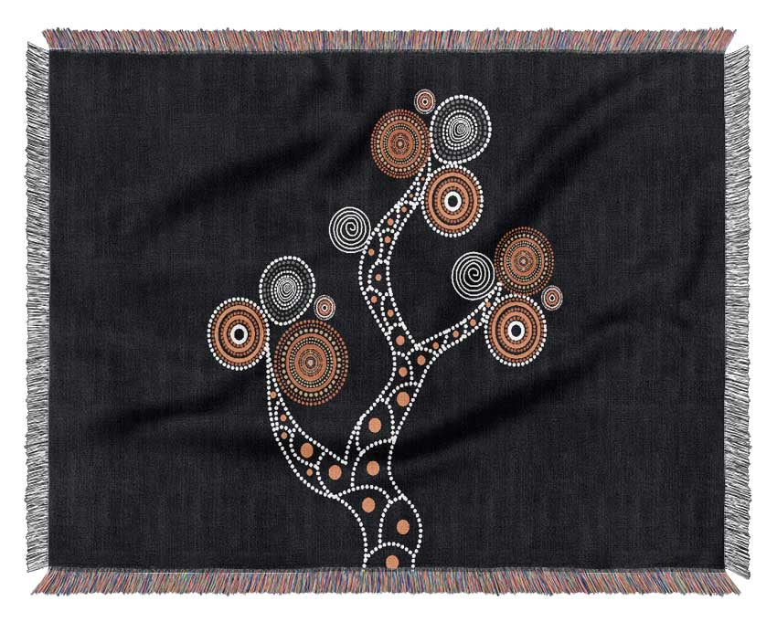 Aboriginal Tree 1 throw blanket made from 100% cotton, featuring a thermal weave design, perfect for adding elegance to any interior.